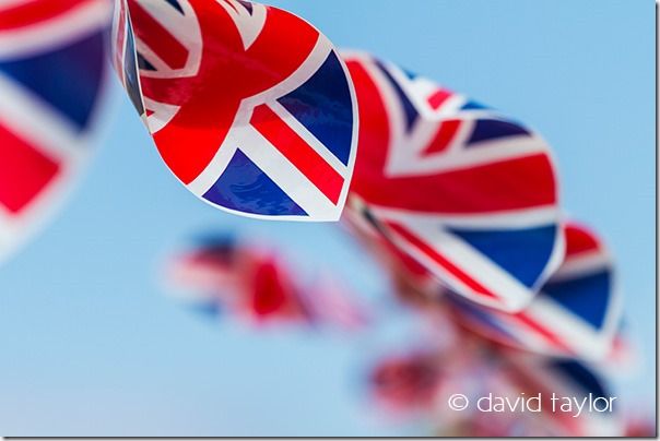 Union Jack bunting blowing in the breeze at a Diamond Jubilee celebration in June 2012, Northumberland, England, Restricting depth of field, depth of field, DOF, small depth of field, free monthly photography competition, Online Photography Courses, focusing