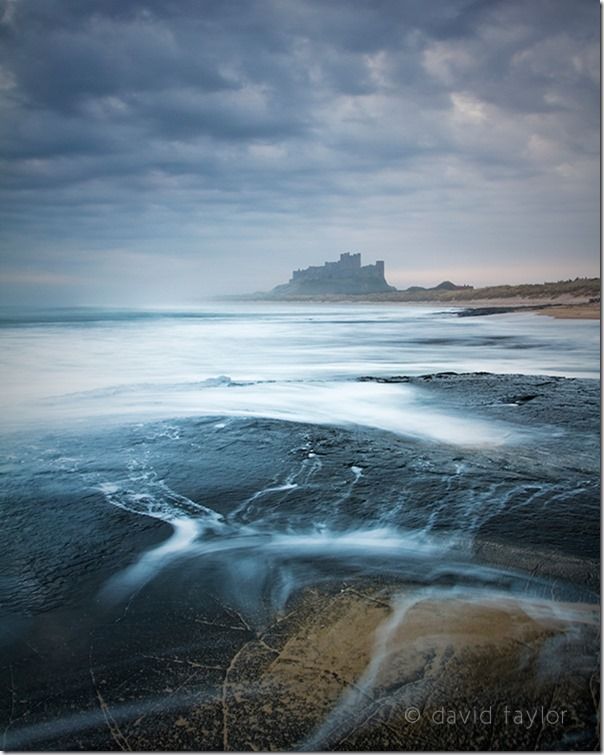 Bamburgh Castle at first light from a Whin Sill rock shelf north of the castle, Northumberland, England, Long exposure, Exposure, Night Photography, Low Light Photography, landscape photography, seascape, sea, online photography courses