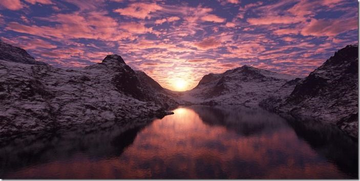 Red sunset over the sea bay.