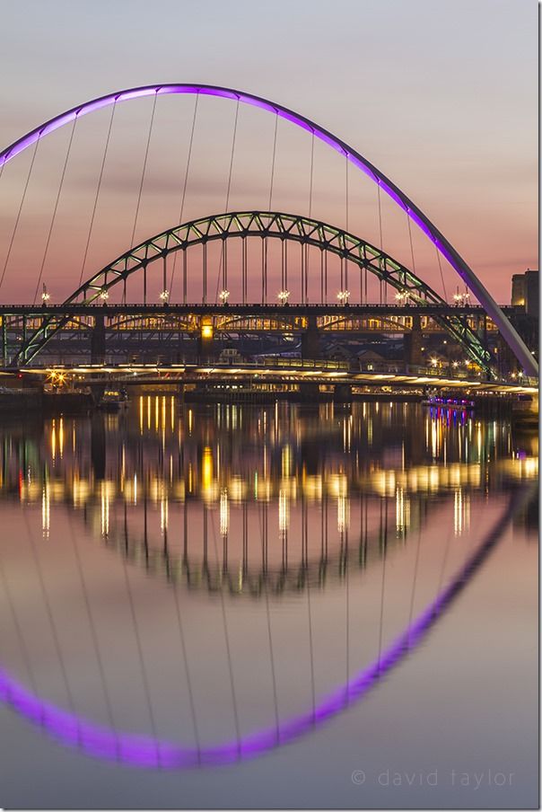 The bridges of Newcastle upon Tyne and Gateshead lit on winter's evening, Tyne and Wear, England, Filters, Exposure, Blown highlights, Graduated ND filter, Natural Graduated filters, what is a graduated ND filter?, Balancing Exposure,