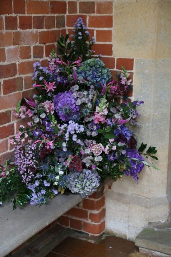 Church wedding flowers: The porch