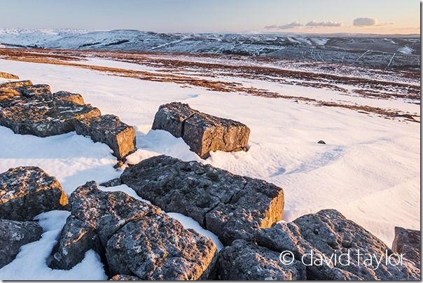 Late afternoon in winter, looking towards West Allendale from  Kevelin Moor above Allendale in the NPAONB, Northumberland, England