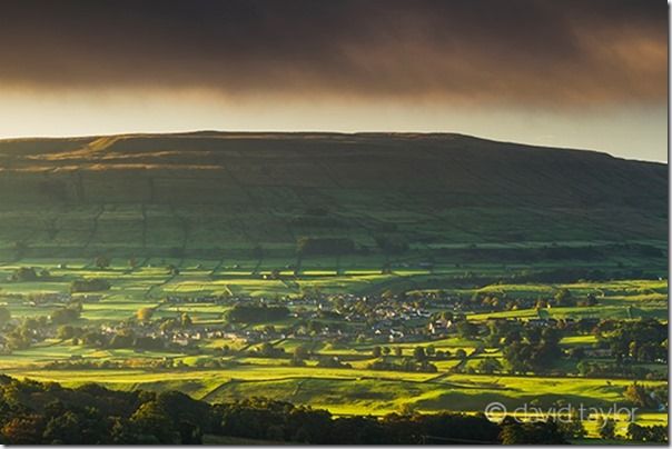 The town of Hawes from Abbotside Common, Wensleydale, Yorkshire Dales National Park, England
