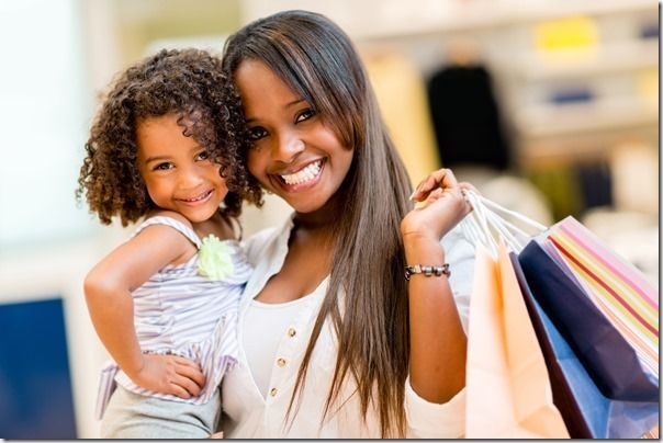 Mother and daughter shopping