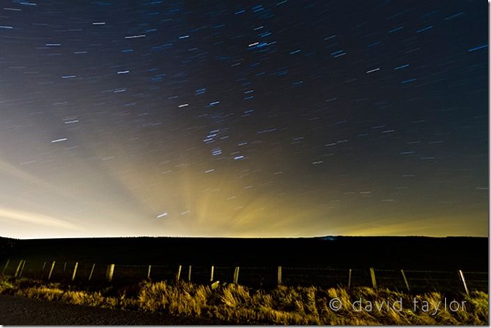 Star trails in a rural location in Northumberland, England