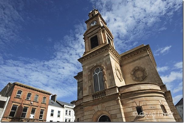 Coleraine town hall, built in 1743, demolished and then rebuilt in 1859, standing in the 'Diamond' public square, County Londonderry, Northern Ireland, Tilt and Shift Lenses, Tilt and Shift Lens, Canon Tilt and Shift Lens, Nikon Tilt and Shift Lens, Samyang/Rokinon tilt and shift lens, 24mm, 45mm, 85mm, 90mm