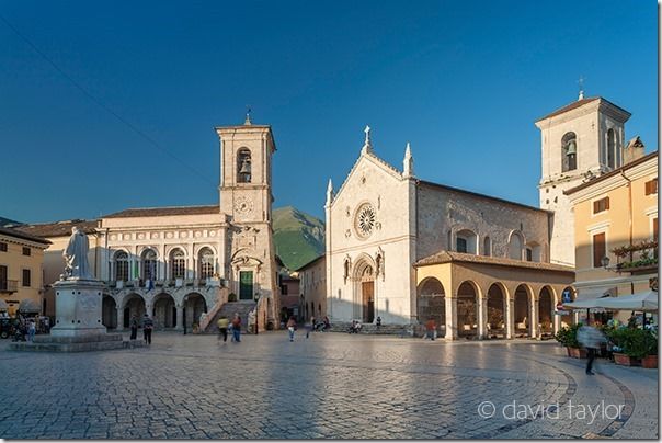 The main square of the town of Norcia, a market town in the Parco Nazionale dei Monti Sibillini, Umbria, Italy, Tilt and Shift Lenses, Tilt and Shift Lens, Canon Tilt and Shift Lens, Nikon Tilt and Shift Lens, Samyang/Rokinon tilt and shift lens, 24mm, 45mm, 85mm, 90mm