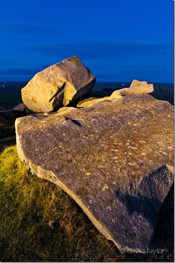 Rocks in the Roman quarry at Low Teppermore, rocks that were used in the construction of Hadrian's Wall. The quarry is on the route of the Hadrian's Wall National Trail, Northumberland, England, Painting with Light, Flash. Long exposure, torch, How to use a torch in your photography, flasggun, camera flash, LEDs, ambient light,