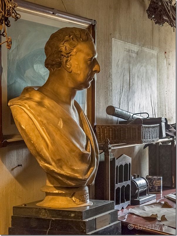 Bust of George Stephenson, Victorian engineer, at Beamish Museum, County Durham, England