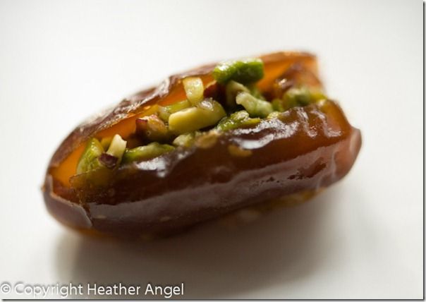 Date stuffed with pistachio nuts no reflector