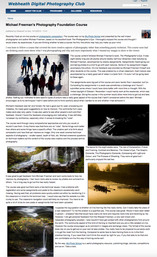 Webheath Digital Photography Club - Michael Freeman Review