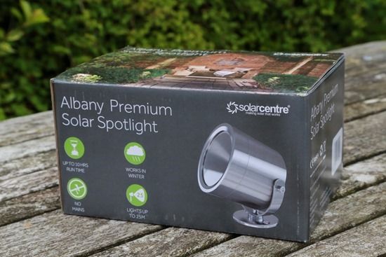 3 Albany Premium Solar spotlight packaging