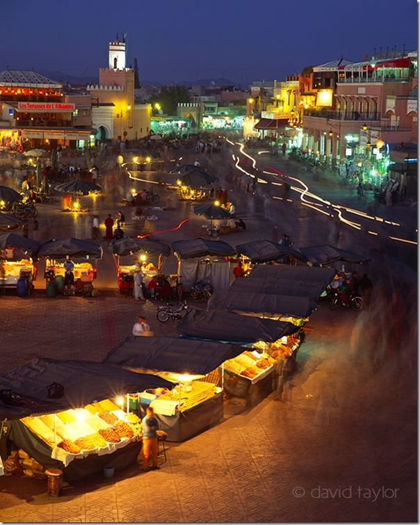 The market square of Djemaa El Fna at night, Marrakech, Morocco, Composition, lead-in, lead in, lines, landscape, photography, landscape photography,